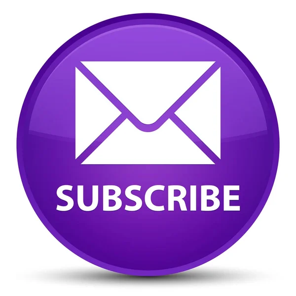 (E-mail ikona) specjalne fioletowy okrągły przycisk Subskrybuj — Zdjęcie stockowe