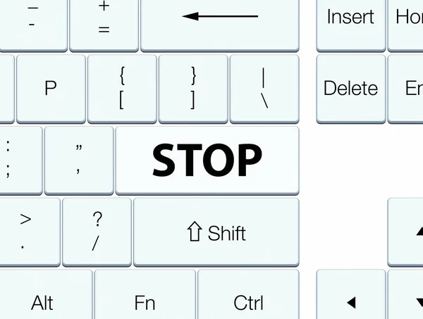 Pare botão teclado branco — Fotografia de Stock