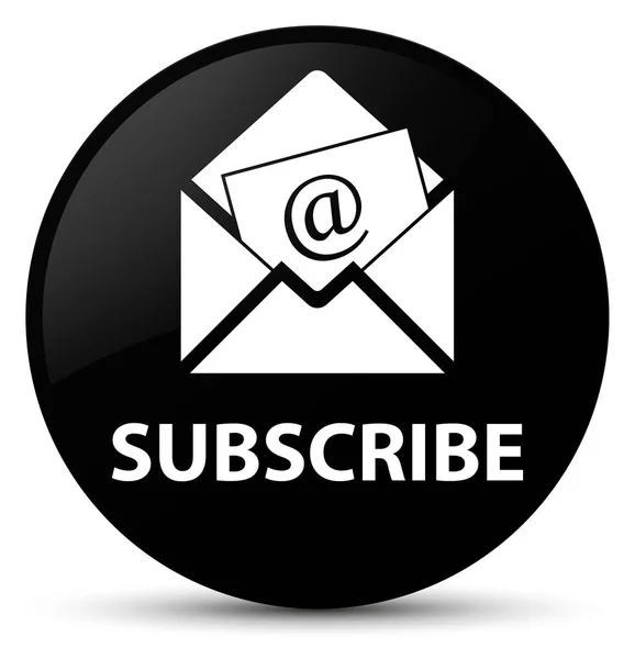 Subscribe (newsletter email icon) black round button — Stock Photo, Image