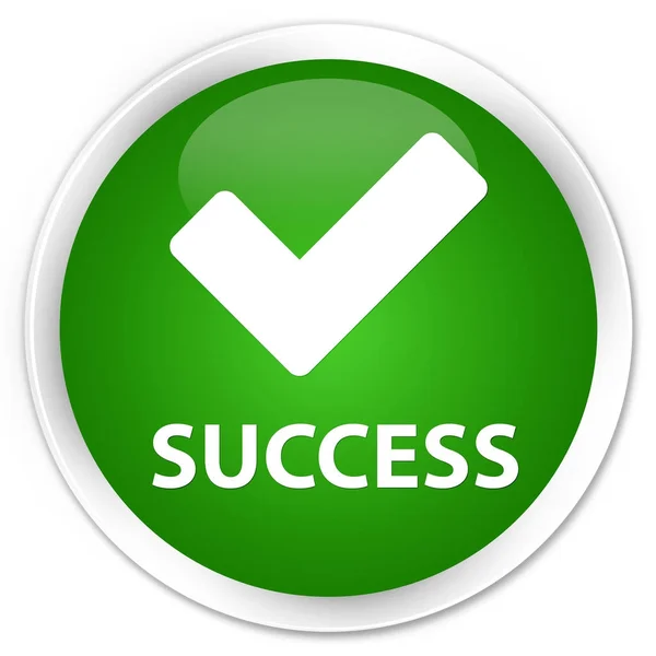 Кнопка успіху (правильна піктограма) преміум- зеленого раунду — стокове фото