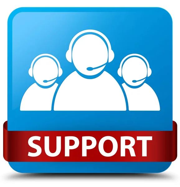 Support (customer care team icon) cyan blue square button red ri — Stock Photo, Image
