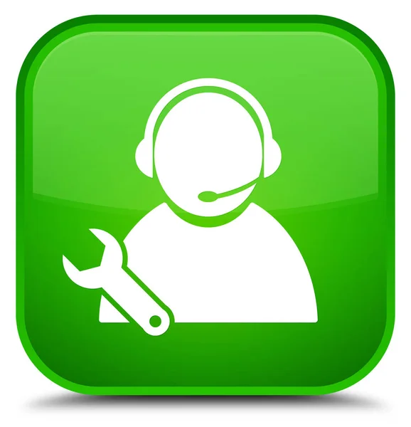 Технічна піктограма підтримки спеціальна зелена квадратна кнопка — стокове фото