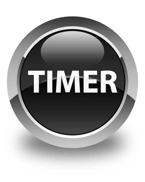 Timer brilhante botão redondo preto — Fotografia de Stock