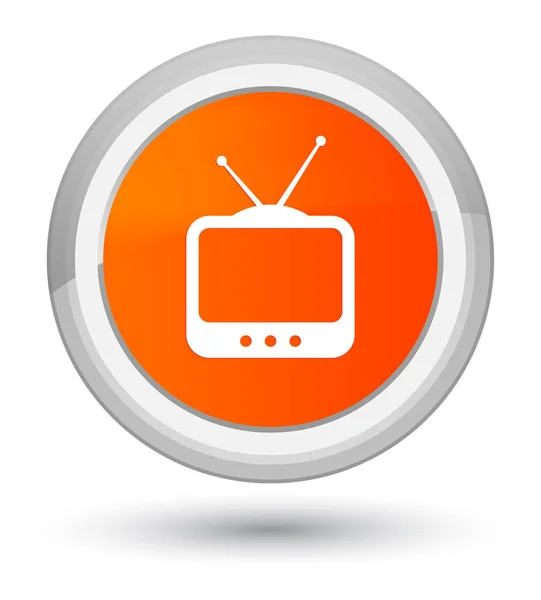 Icône TV bouton rond orange premier — Photo