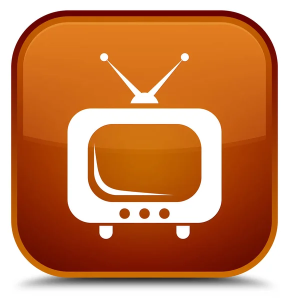 TV icon special brown square button — Stock Photo, Image