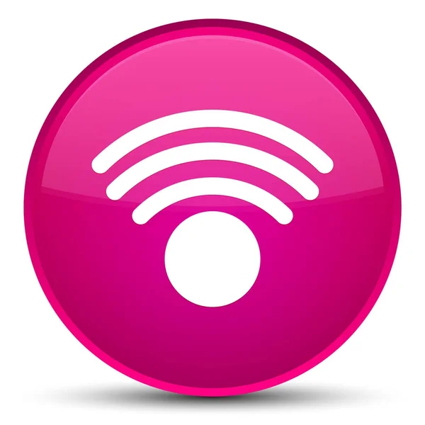 Icona Wi-Fi speciale pulsante rotondo rosa — Foto Stock