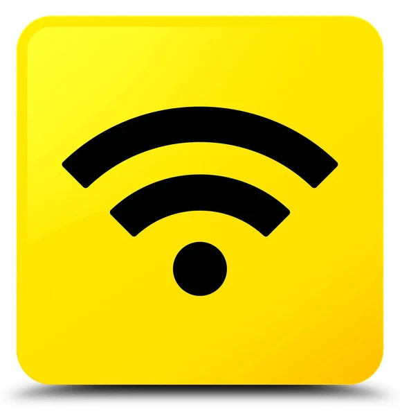 Wifi-Symbol gelber quadratischer Knopf — Stockfoto