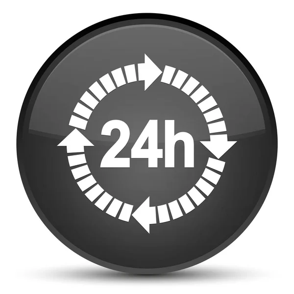 24 hours delivery icon special black round button — Stock Photo, Image