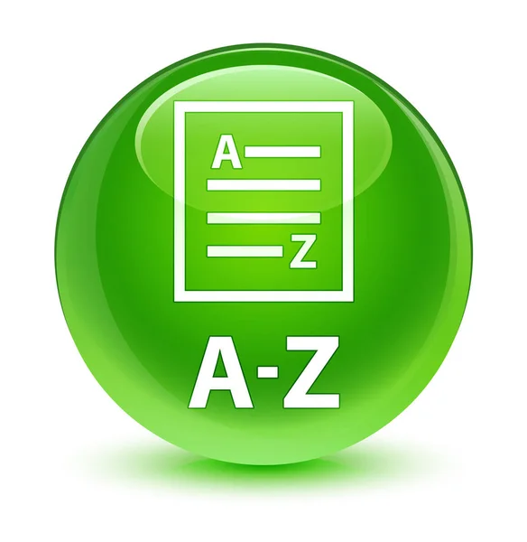 A-Z (lista sidikonen) glasartade gröna runda knappen — Stockfoto