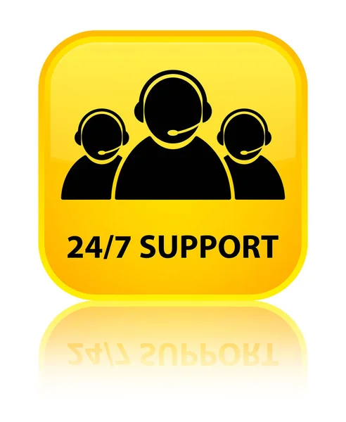 24 / 7 Support (Kundenbetreuungsteam Symbol) spezielle gelbe Quadrat, aber — Stockfoto