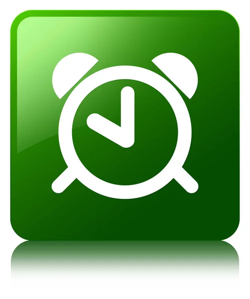 Alarm clock icon green square button — Stock Photo, Image