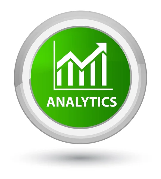 Analytics (statistics icon) prime green round button — Stock Photo, Image