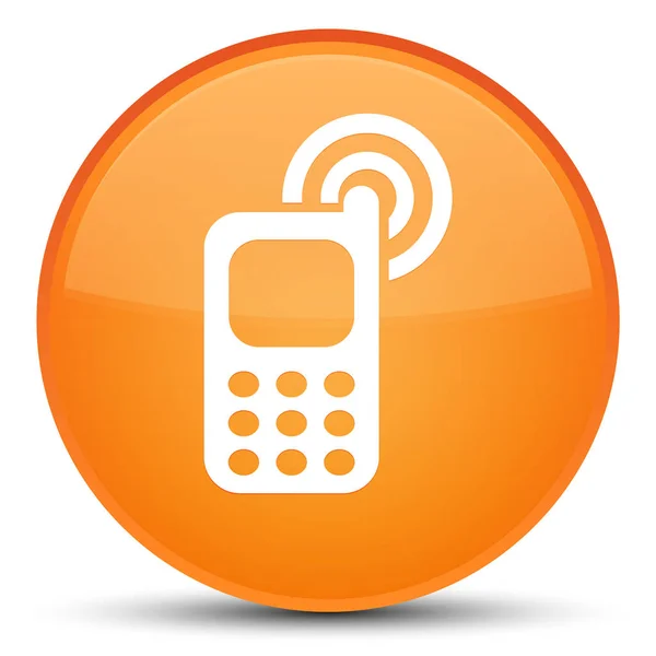 Mobilní telefon vyzváněcí ikonu speciální oranžové kulaté tlačítko — Stock fotografie