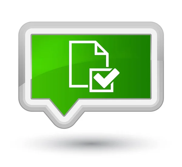 Ícone da lista de verificação botão de banner verde principal — Fotografia de Stock