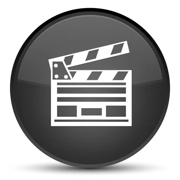 영화 클립 아이콘 특별 한 블랙 라운드 버튼 — 스톡 사진