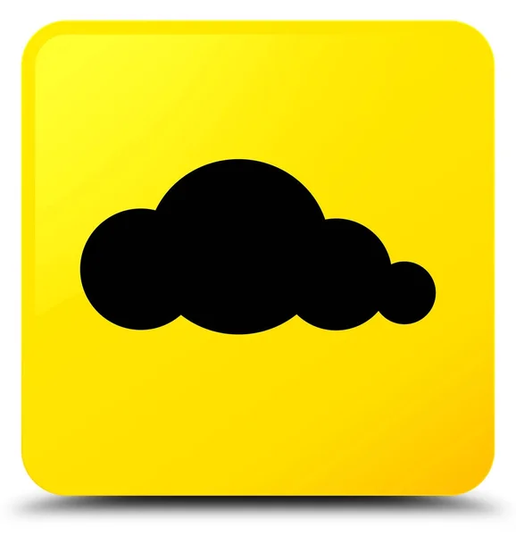 Ícone de nuvem botão quadrado amarelo — Fotografia de Stock