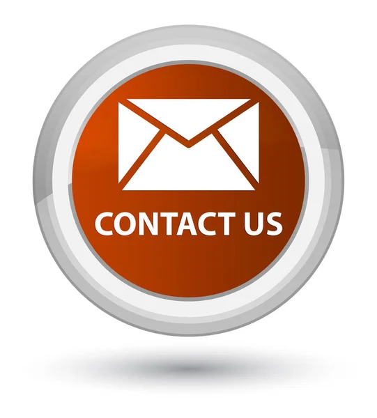 Contacte-nos (ícone de email) botão redondo marrom principal — Fotografia de Stock