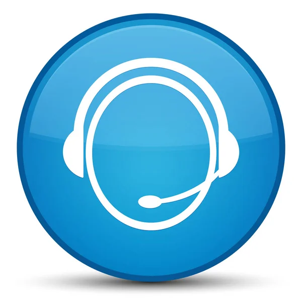 Customer care service icon special cyan blue round button — Stock Photo, Image