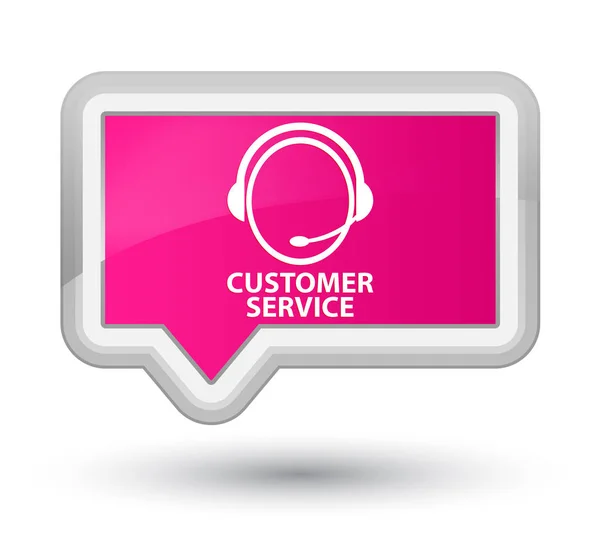 Servicio al cliente (icono de atención al cliente) botón de bandera rosa de primera —  Fotos de Stock