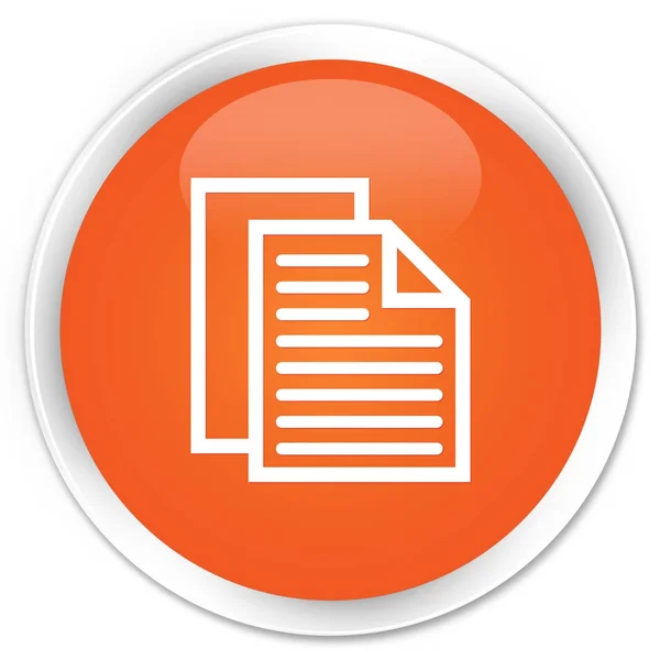 Dokument sidor ikonen premium orange runda knappen — Stockfoto