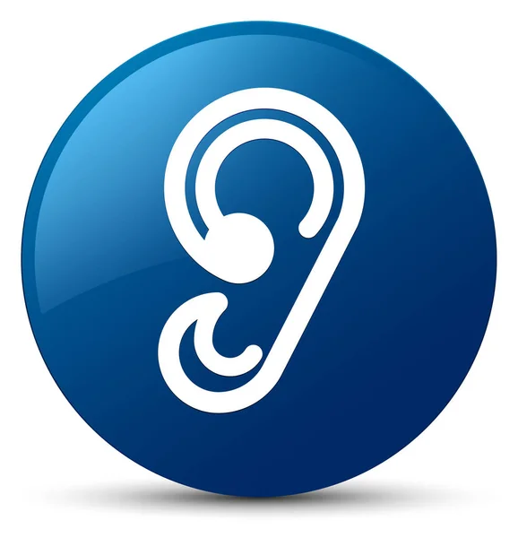 Ícone de ouvido botão redondo azul — Fotografia de Stock