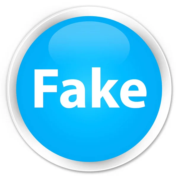 Botão redondo azul ciano prémio falso — Fotografia de Stock