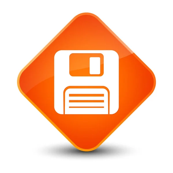 Ícone de disquete elegante botão de diamante laranja — Fotografia de Stock