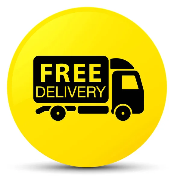 Free delivery truck icon yellow round button — Stock Photo, Image