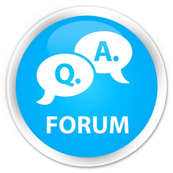 Foro (pregunta respuesta burbuja icono) premium cyan azul redondo trasero — Foto de Stock