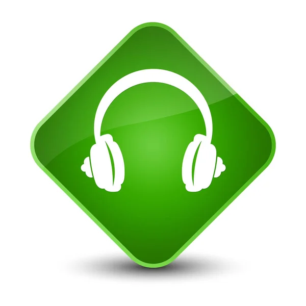 Fejhallgató ikon elegáns zöld gyémánt gomb — Stock Fotó