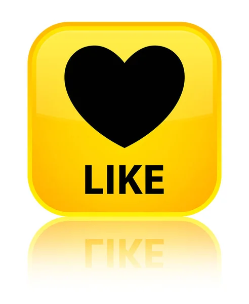 Like (heart icon) special yellow square button — Stock Photo, Image