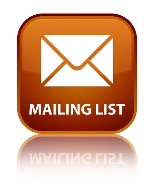 Mailing lijst speciale bruin vierkante knop — Stockfoto