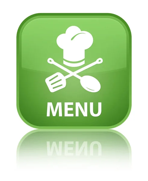 Menu (restaurant pictogram) speciale zachte groene vierkante knop — Stockfoto