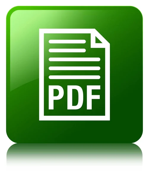PDF dokument ikonu zelené čtvercové tlačítko — Stock fotografie
