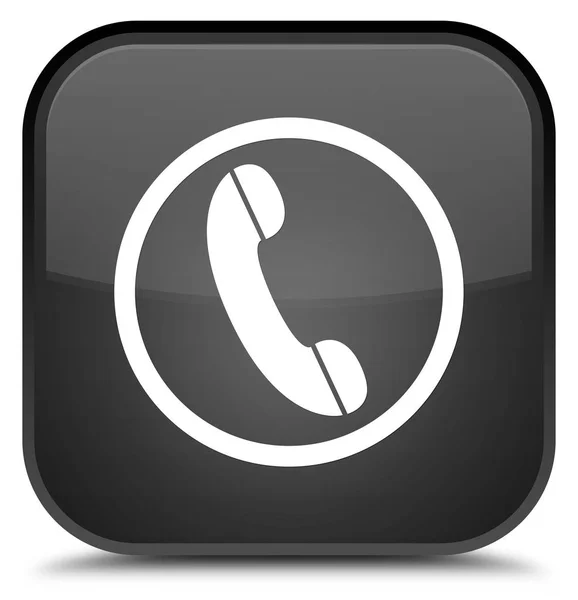 Ícone do telefone botão quadrado preto especial — Fotografia de Stock