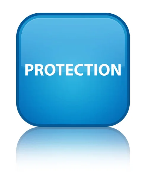 Προστασία ειδικών κυανό μπλε τετράγωνο κουμπί — Φωτογραφία Αρχείου