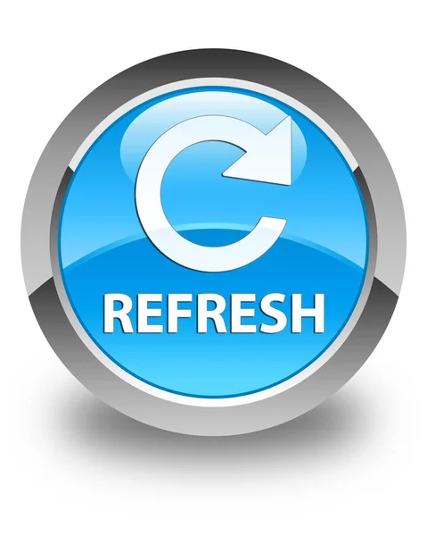 Refresh (rotate arrow icon) glossy cyan blue round button