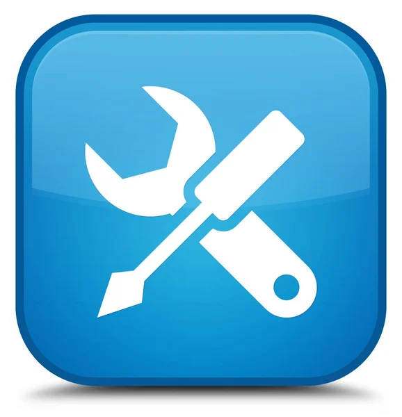 Settings icon special cyan blue square button — Stock Photo, Image