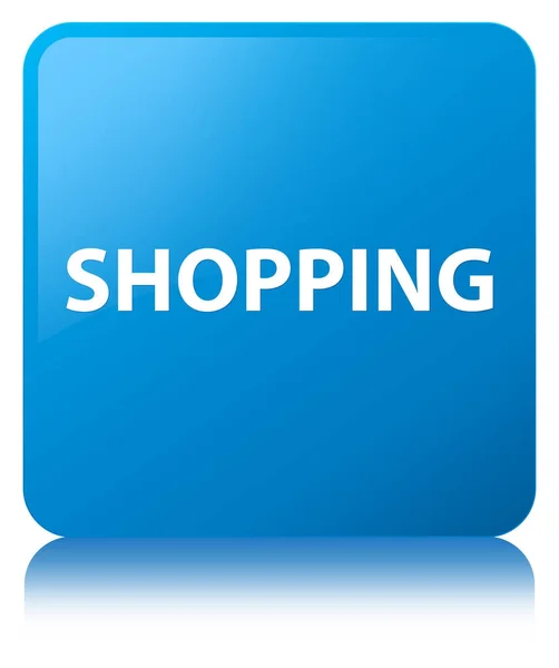 Compras botão quadrado azul ciano — Fotografia de Stock