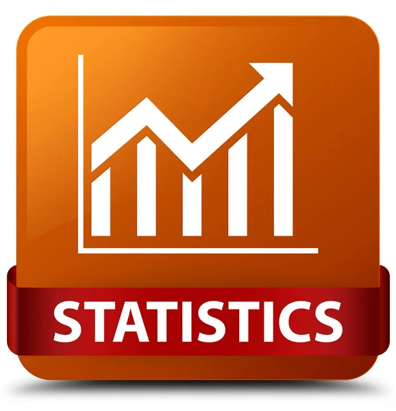 Statistieken bruin vierkante knop rood lint in Midden — Stockfoto