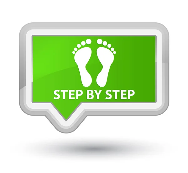 Passo a passo (ícone de pegada) botão banner verde macio principal — Fotografia de Stock