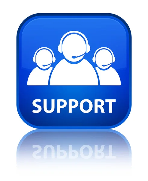 Support (icône de l'équipe de service client) bouton carré bleu spécial — Photo