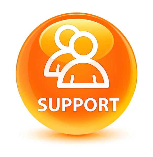 Támogatás (csoport ikon) üveges narancs kerek gomb — Stock Fotó