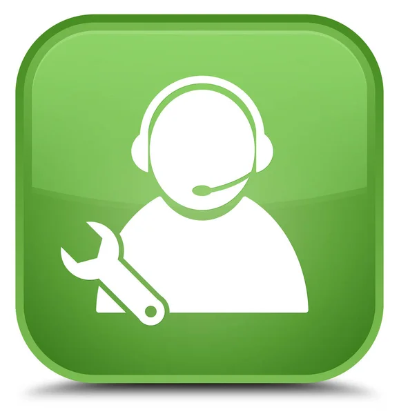 Tech support icon special soft green square button — Stock Photo, Image