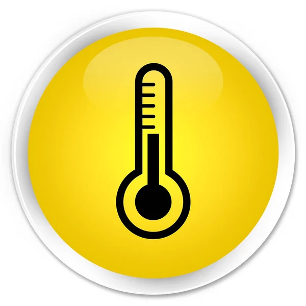 Ikon termometer tombol bundar kuning premium — Stok Foto