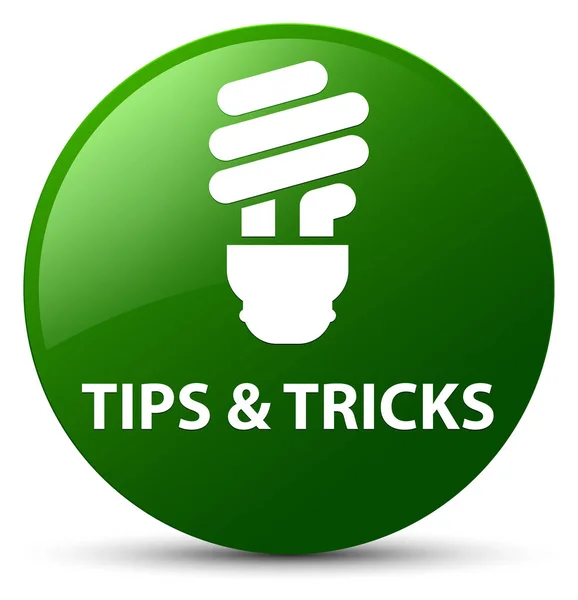 Tips and tricks (bulb icon) green round button — Stock Photo, Image