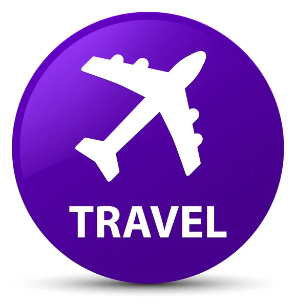 Viagem (ícone de avião) botão redondo roxo — Fotografia de Stock