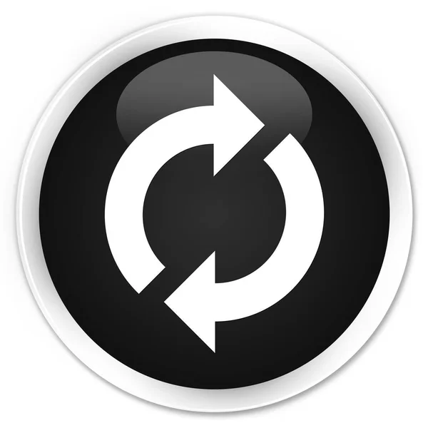 Ícone de atualização botão redondo preto prémio — Fotografia de Stock