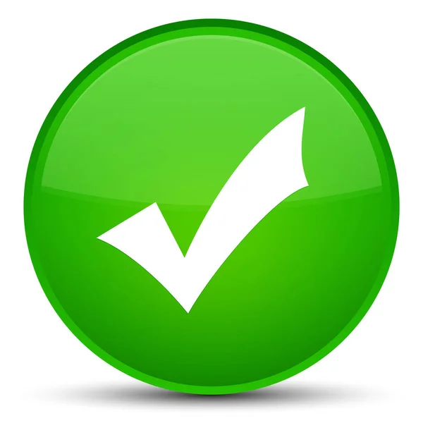Sprawdzanie poprawności ikonę specjalne zielony okrągły przycisk — Zdjęcie stockowe