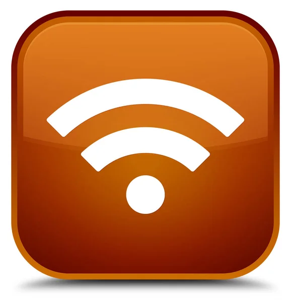 Wifi 图标特殊棕方形按钮 — 图库照片
